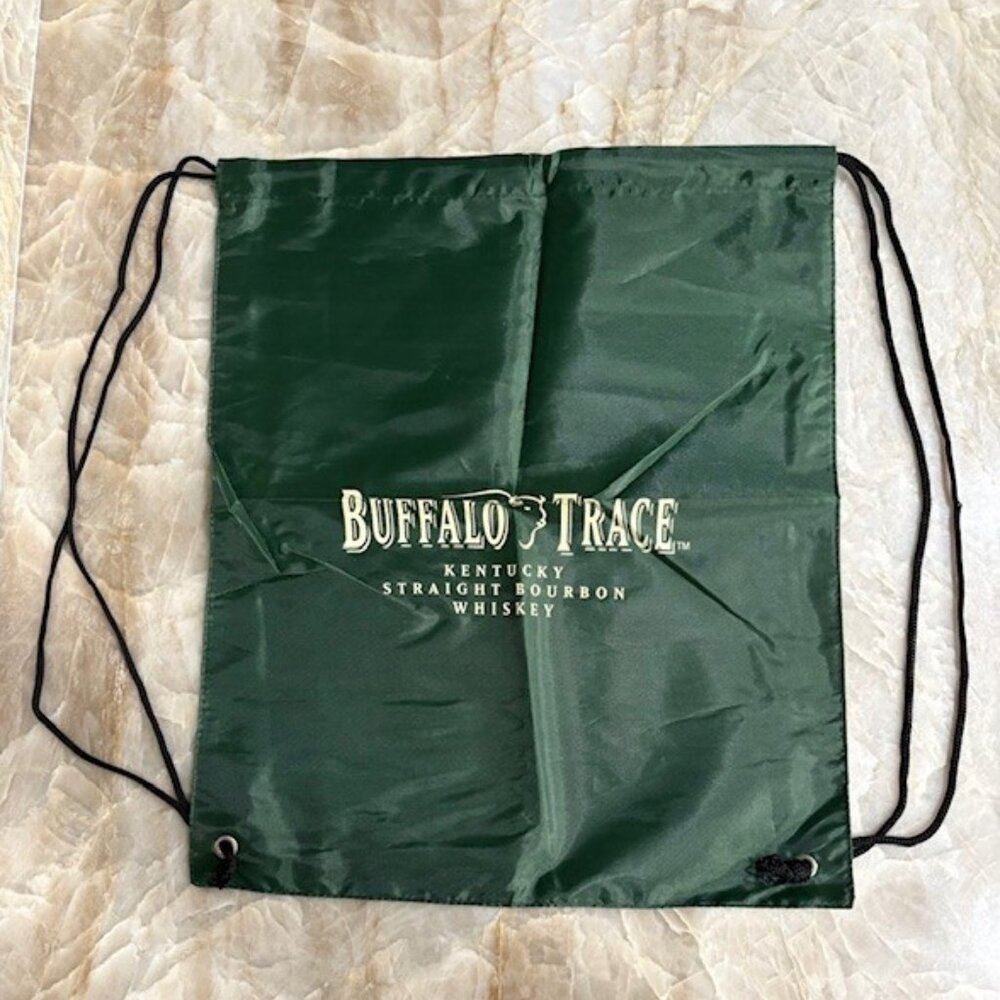 Buffalo Trace Kentucky Bourbon Drawstring Tote Bag Gym Sack Green 17.25"Hx14.50"